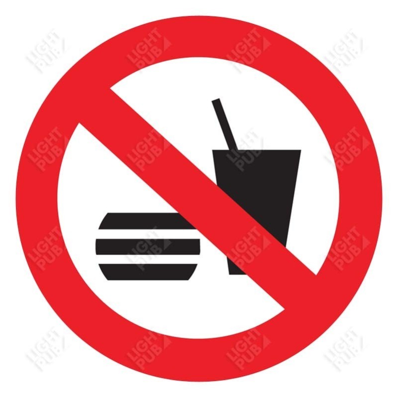 Gobo sign prohibits eating and drinking