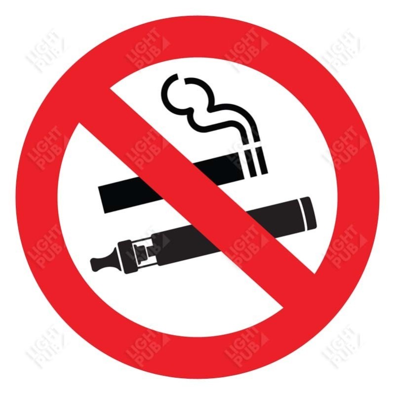 Gobo märk, mis keelab suitsetamise ja aurutamise