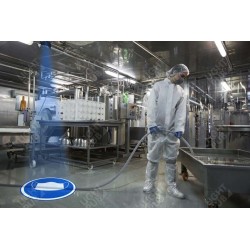 Industrial wet floor marking by projection of luminous panels